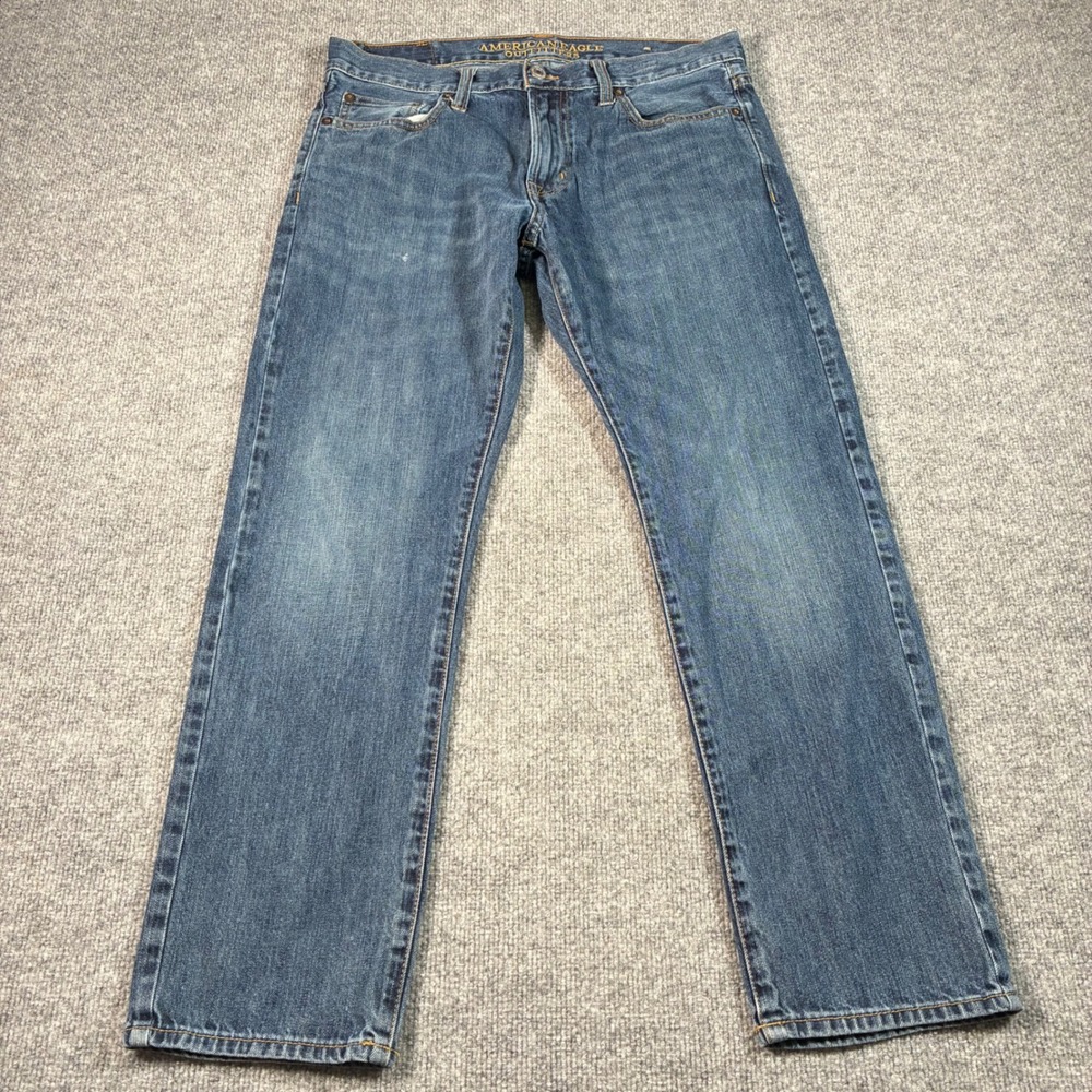 American Eagle Slim Straight Jeans Mens 32x30 Blue Medium Wash Denim Stretch